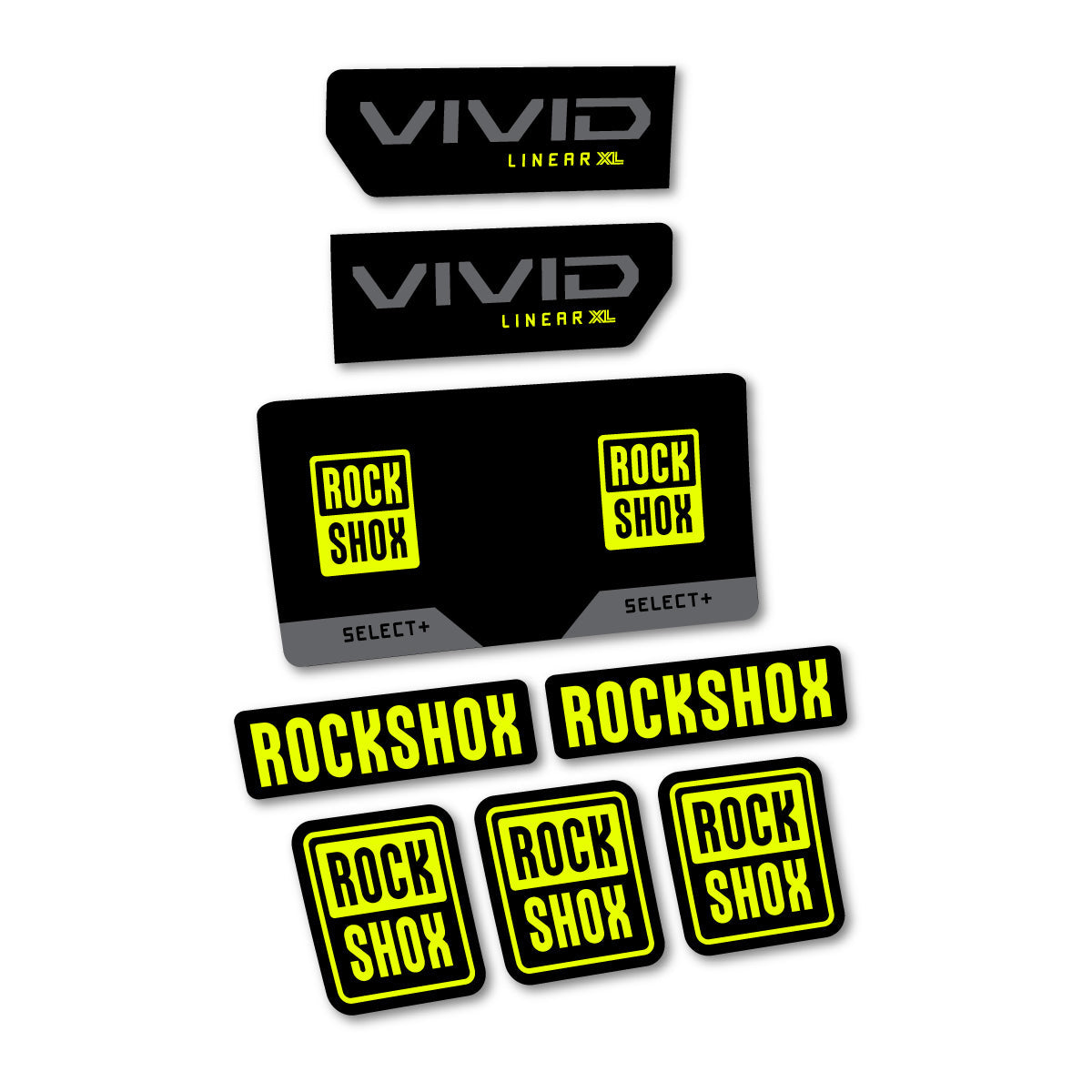 Adesivi Ammortizzatore RockShox Vivid Select 2027 in vinile - Giallo Fluo