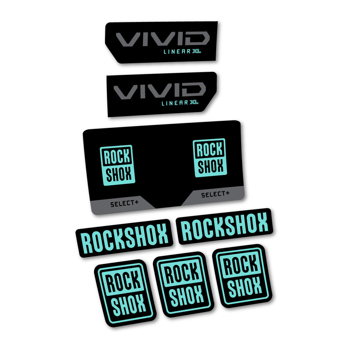 Adesivi Ammortizzatore RockShox Vivid Select 2027 in vinile - Turchese Chiaro