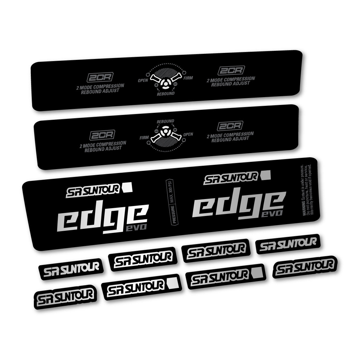 Adesivi Ammortizzatore SR Suntour Edge Evo LVN 2CR 2025 in vinile - Argento