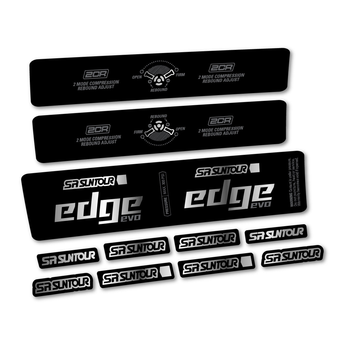 Adesivi Ammortizzatore SR Suntour Edge Evo LVN 2CR 2025 in vinile - Argento Cromato