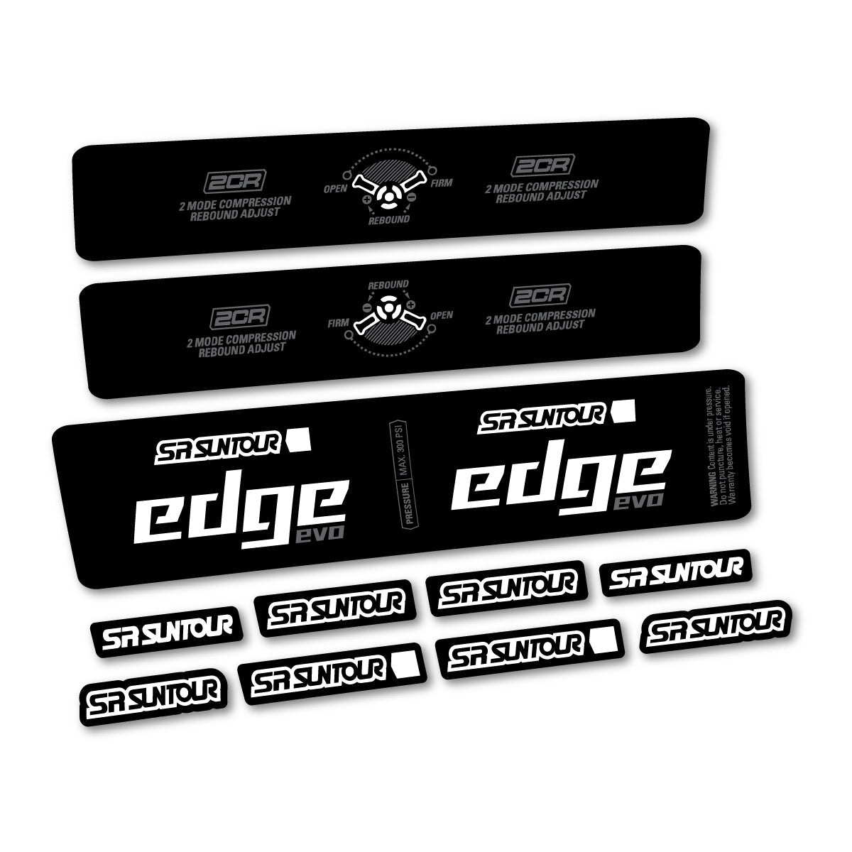 Adesivi Ammortizzatore SR Suntour Edge Evo LVN 2CR 2025 in vinile - Bianco