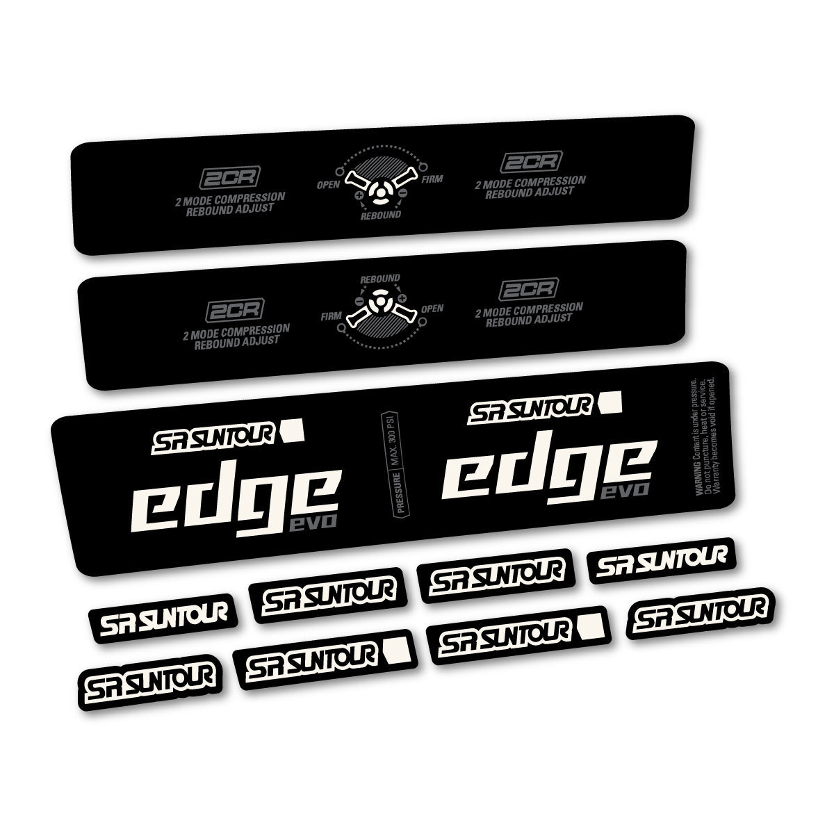 Adesivi Ammortizzatore SR Suntour Edge Evo LVN 2CR 2025 in vinile - Bianco Sporco