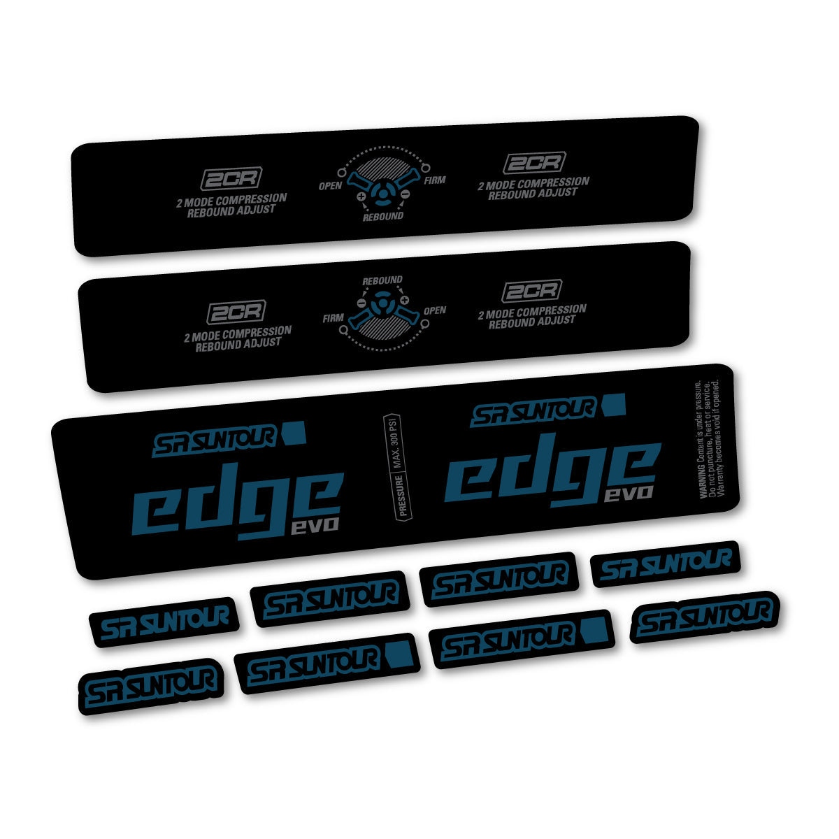 Adesivi Ammortizzatore SR Suntour Edge Evo LVN 2CR 2025 in vinile - Blu Lago Scuro