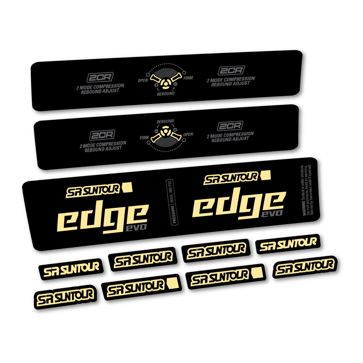 Adesivi Ammortizzatore SR Suntour Edge Evo LVN 2CR 2025 in vinile - Crema