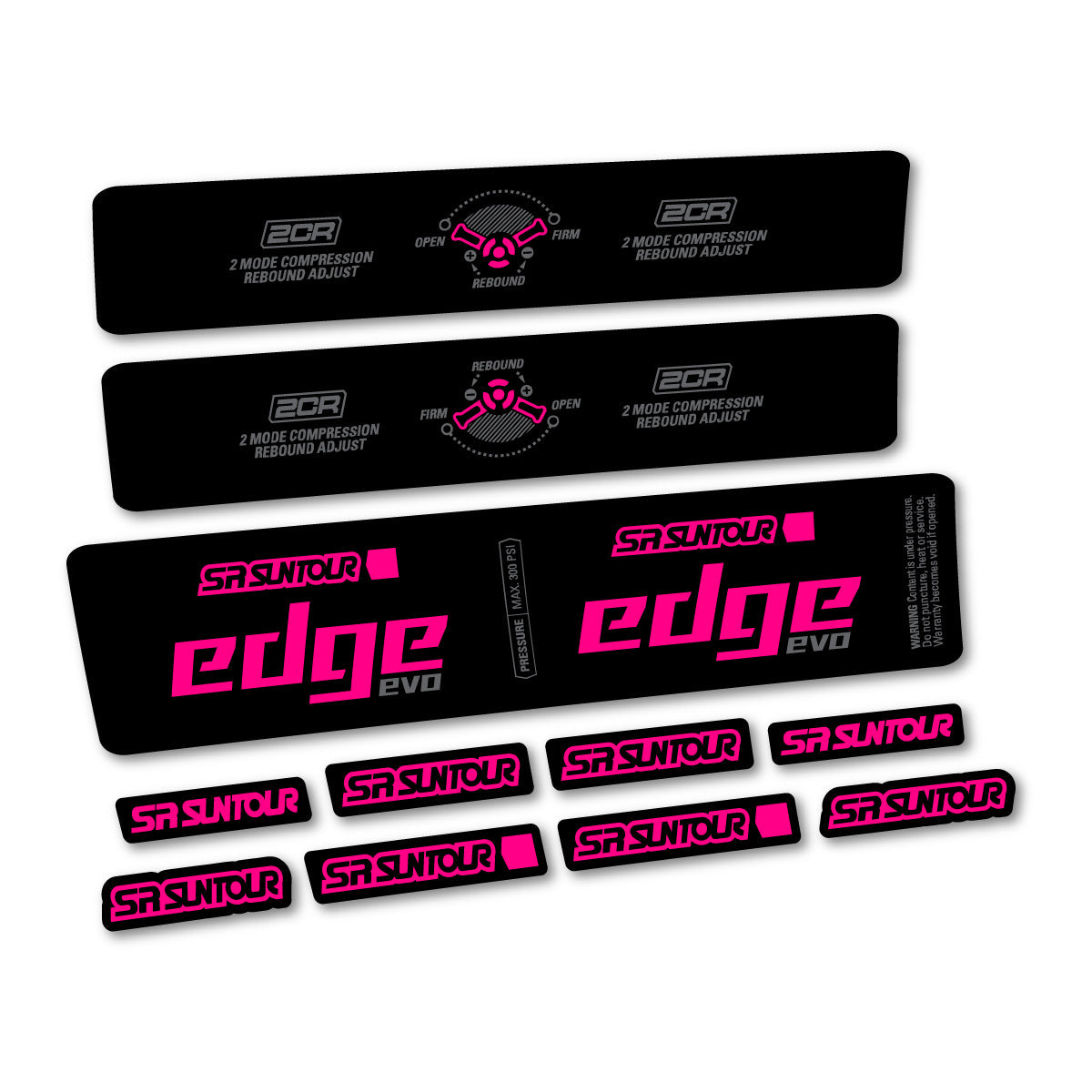 Adesivi Ammortizzatore SR Suntour Edge Evo LVN 2CR 2025 in vinile - Fucsia