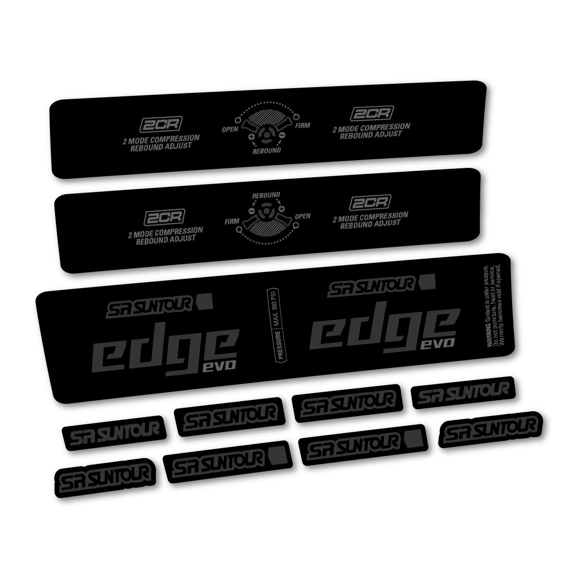 Adesivi Ammortizzatore SR Suntour Edge Evo LVN 2CR 2025 in vinile - Grigio Antracite