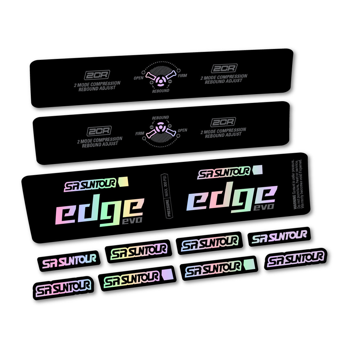 Adesivi Ammortizzatore SR Suntour Edge Evo LVN 2CR 2025 in vinile - Olografico