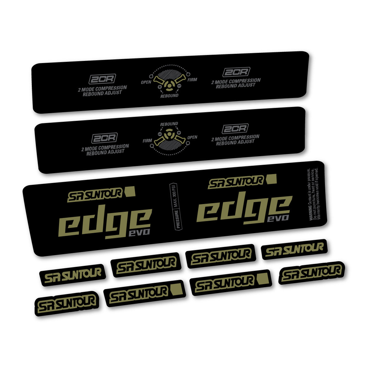 Adesivi Ammortizzatore SR Suntour Edge Evo LVN 2CR 2025 in vinile - Cachi