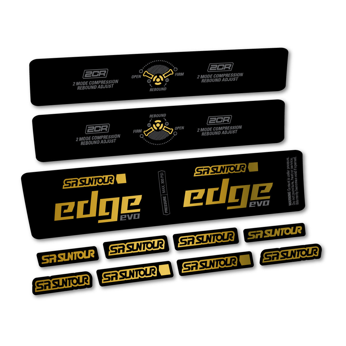 Adesivi Ammortizzatore SR Suntour Edge Evo LVN 2CR 2025 in vinile - Oro