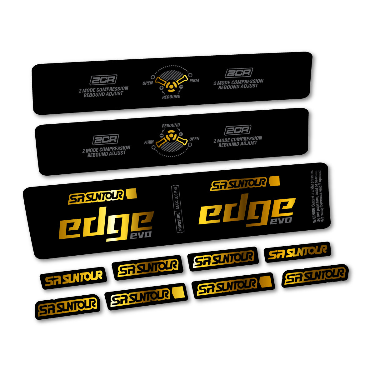 Adesivi Ammortizzatore SR Suntour Edge Evo LVN 2CR 2025 in vinile - Oro Cromato