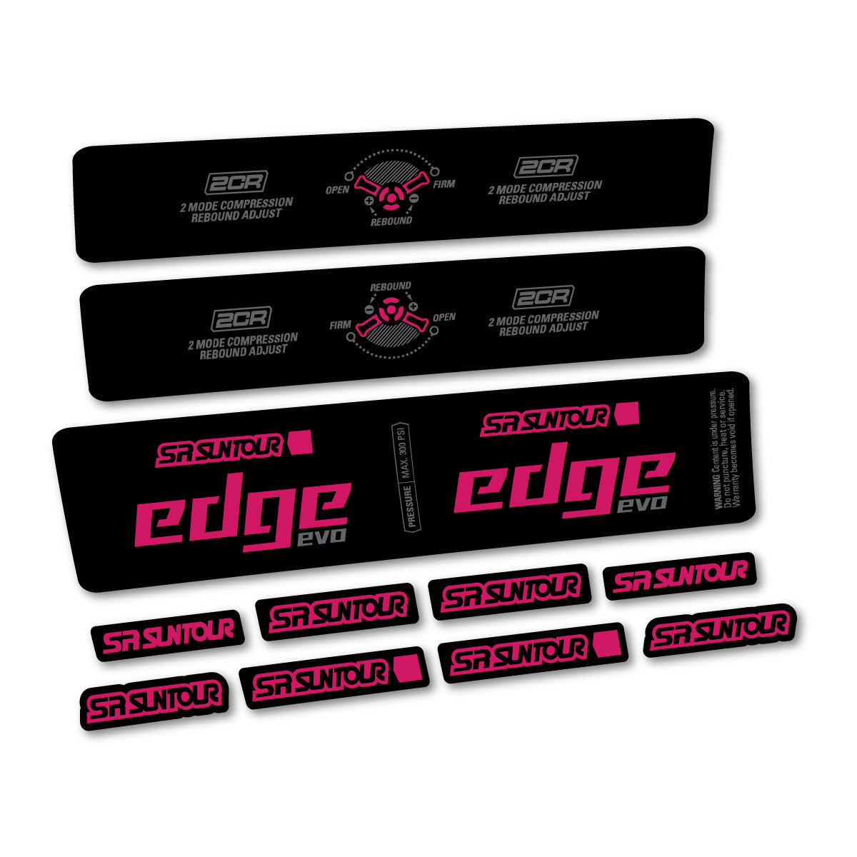 Adesivi Ammortizzatore SR Suntour Edge Evo LVN 2CR 2025 in vinile - Rosa Scuro