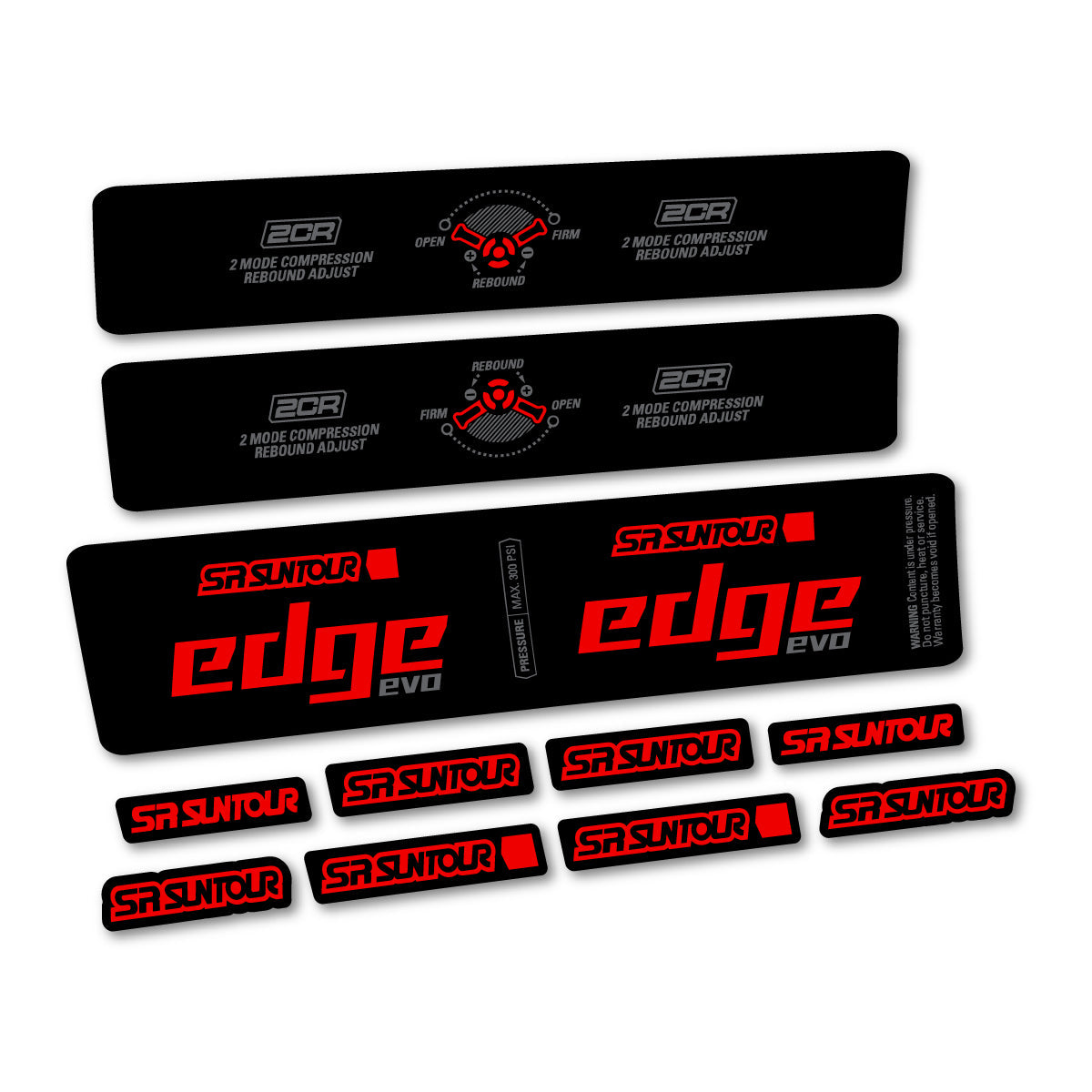 Adesivi Ammortizzatore SR Suntour Edge Evo LVN 2CR 2025 in vinile - Rosso