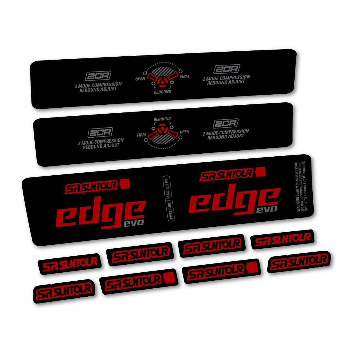 Adesivi Ammortizzatore SR Suntour Edge Evo LVN 2CR 2025 in vinile - Rosso Scuro