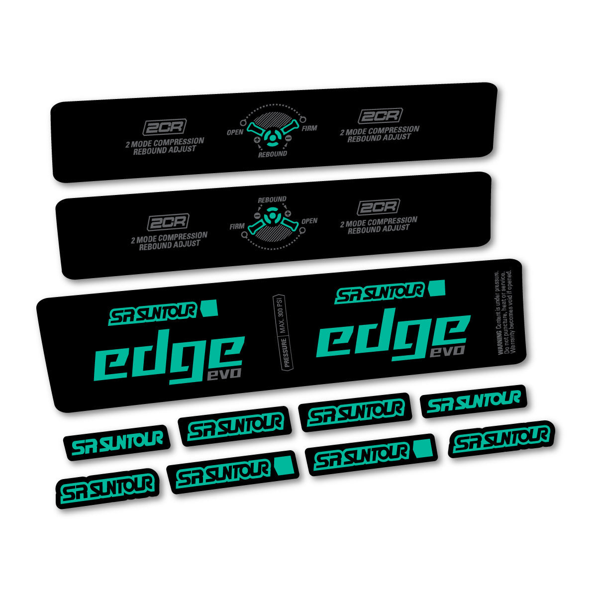 Adesivi Ammortizzatore SR Suntour Edge Evo LVN 2CR 2025 in vinile - Turchese Verde