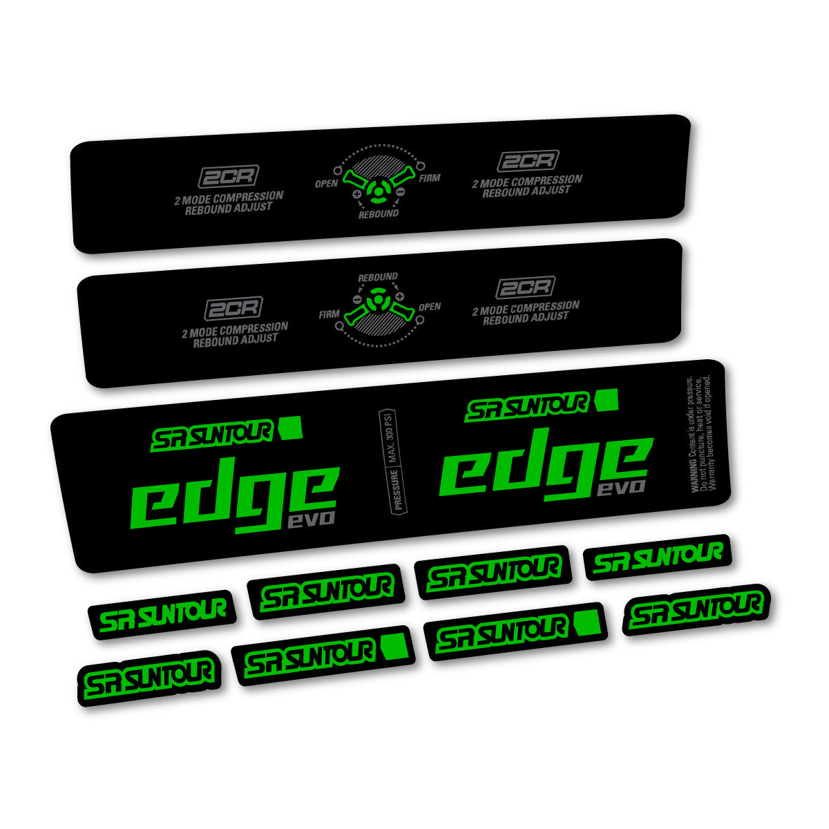 Adesivi Ammortizzatore SR Suntour Edge Evo LVN 2CR 2025 in vinile - Verde Erba