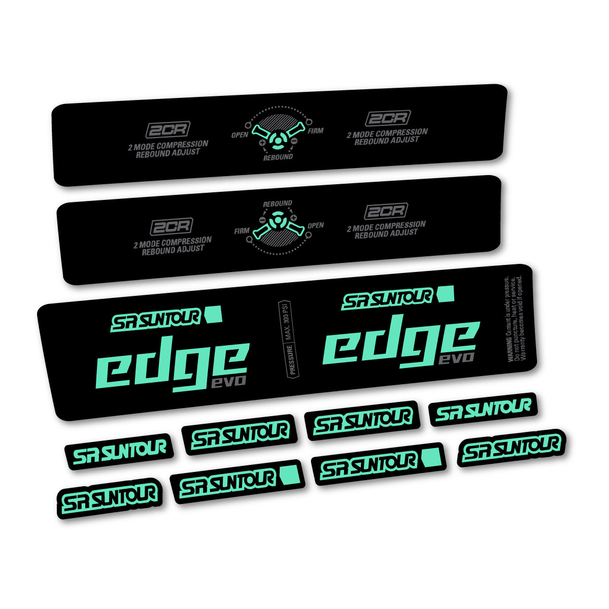 Adesivi Ammortizzatore SR Suntour Edge Evo LVN 2CR 2025 in vinile - Verde Menta