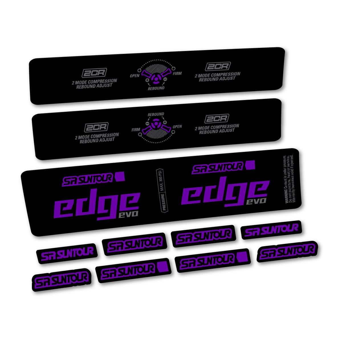 Adesivi Ammortizzatore SR Suntour Edge Evo LVN 2CR 2025 in vinile - Viola
