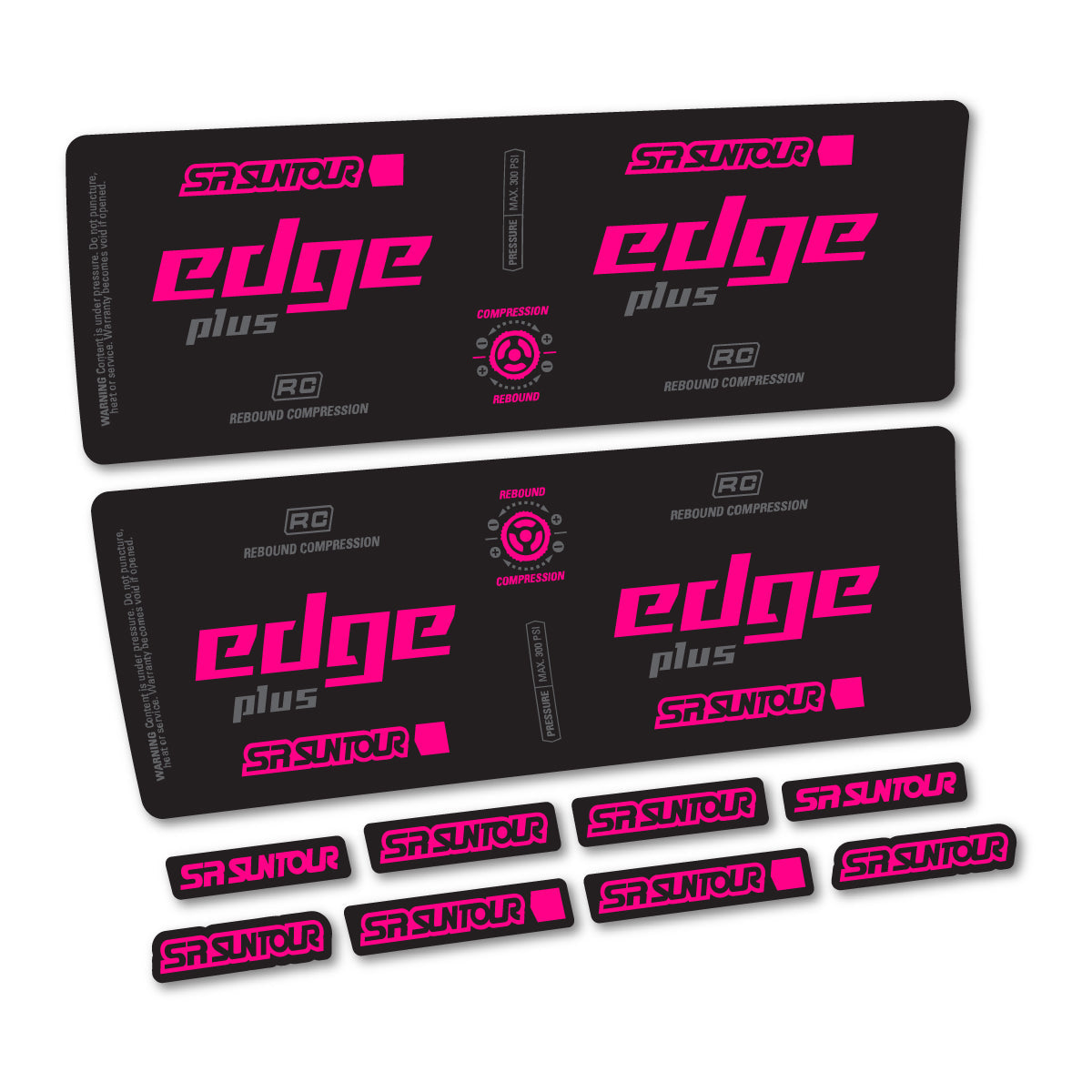 Adesivi Ammortizzatore SR Suntour Edge Evo LV R 2CR 2025 in vinile - Rosa Fluo