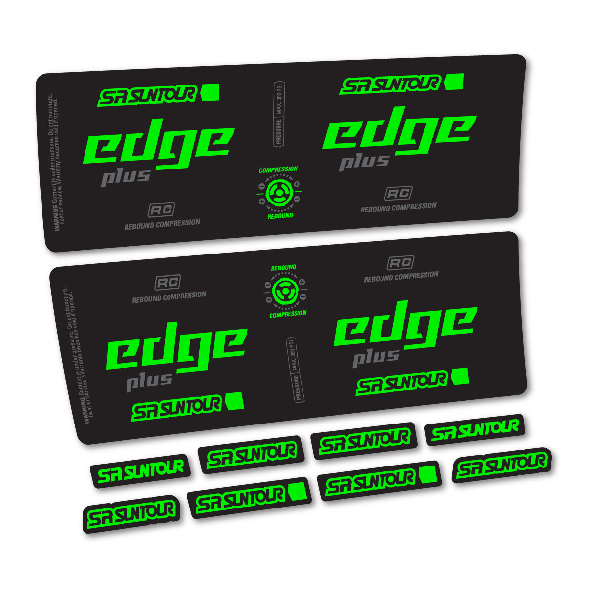 Adesivi Ammortizzatore SR Suntour Edge Evo LV R 2CR 2025 in vinile - Verde Fluo