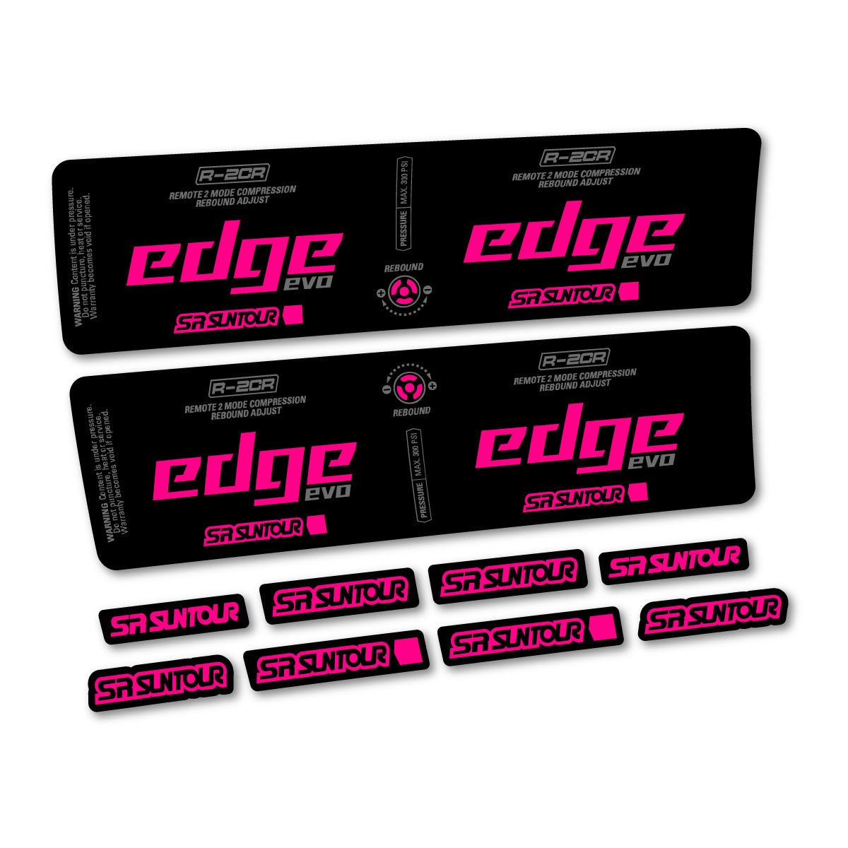 Adesivi Ammortizzatore SR Suntour Edge Evo LV R 2CR 2 2025 in vinile - Rosa Fluo