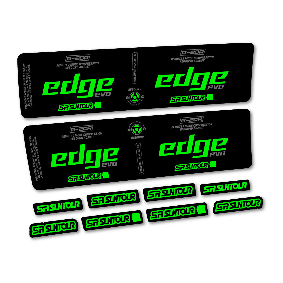 Adesivi Ammortizzatore SR Suntour Edge Evo LV R 2CR 2 2025 in vinile - Verde Fluo