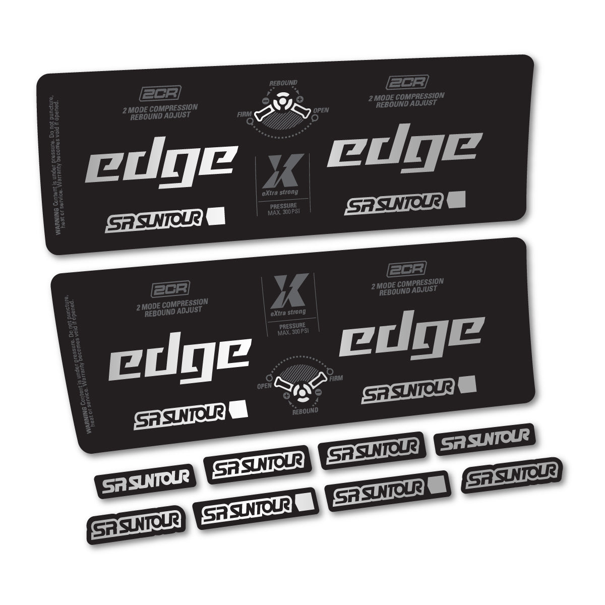 Adesivi Ammortizzatore SR Suntour Edge X LV 2CR 2024-2025 in vinile - Argento