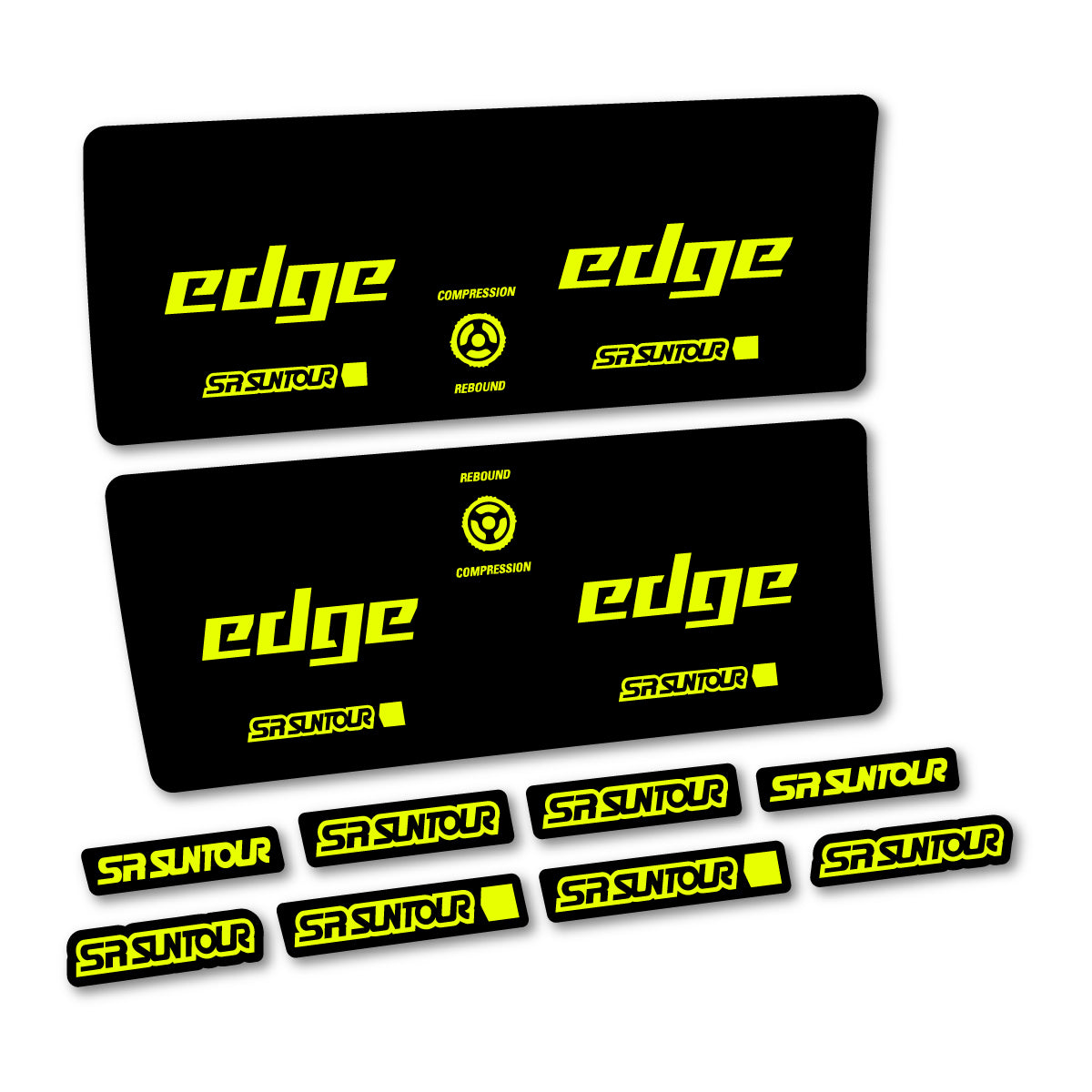 Adesivi Ammortizzatore SR Suntour Edge X SV RC 2024-2025 in vinile - Giallo Fluo
