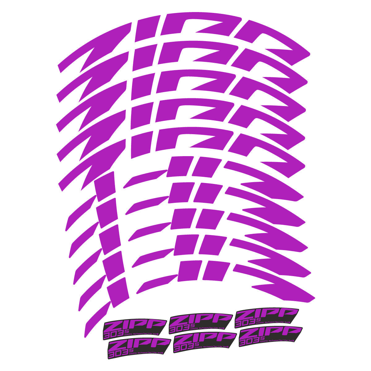 Adesivi Cerchi Bici da Corsa Zipp 303 S 2022-2026 45 mm in vinile - Viola Rosa