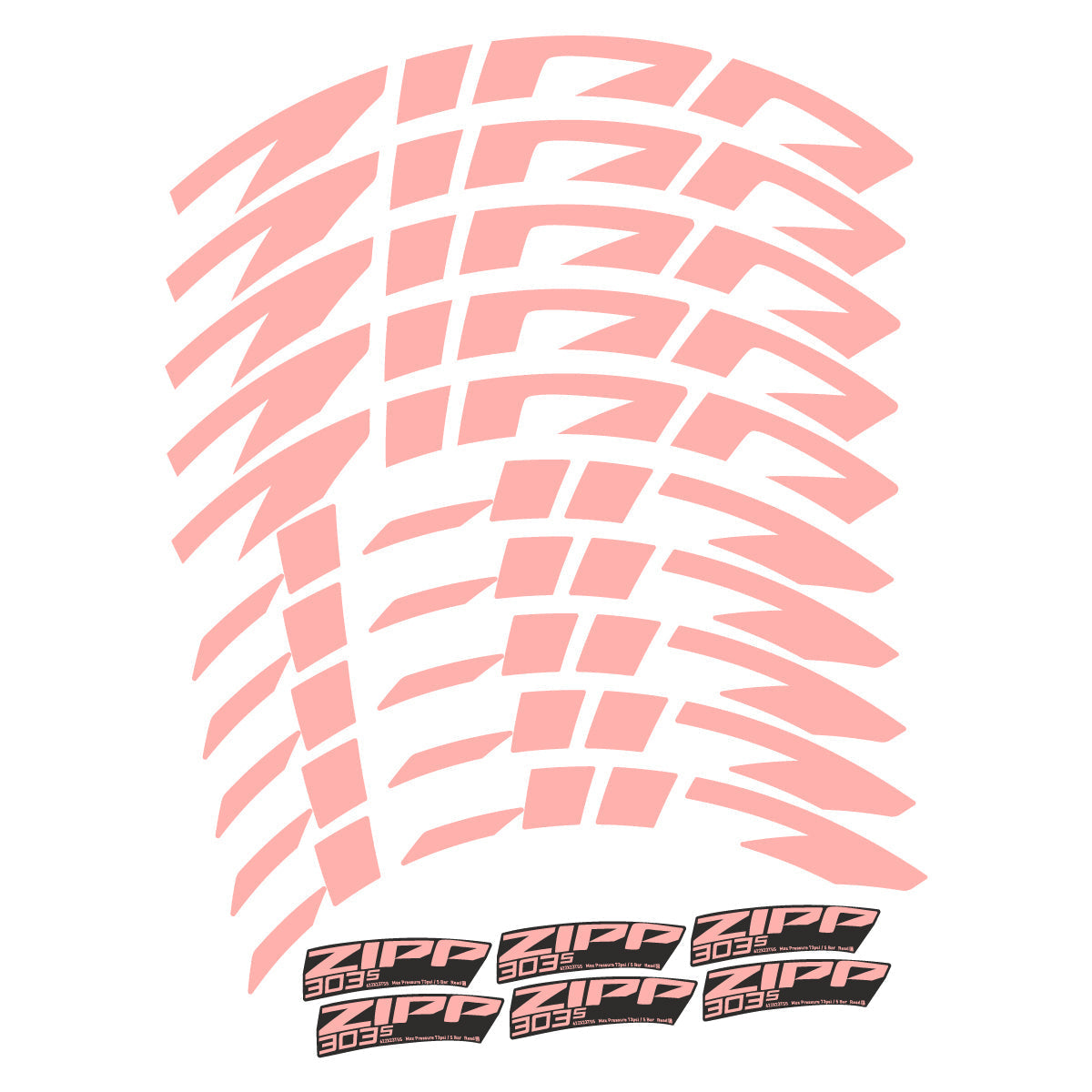 Adesivi Cerchi Bici da Corsa Zipp 303 S 2022-2026 45 mm in vinile - Rosa Salmone