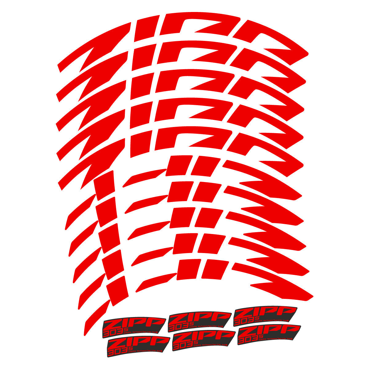 Adesivi Cerchi Bici da Corsa Zipp 303 S 2022-2026 45 mm in vinile - Rosso